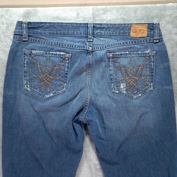 BKE Star 20 Jean Women 36x33.5, Tag 34x33.5 Bootcut Blue Denim Cotton Distressed - Picture 4 of 15